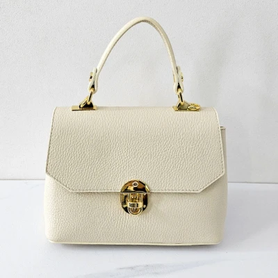 Imagine din Geanta eleganta, Glamour Style, din piele naturala, business si curea detasabila, Crem