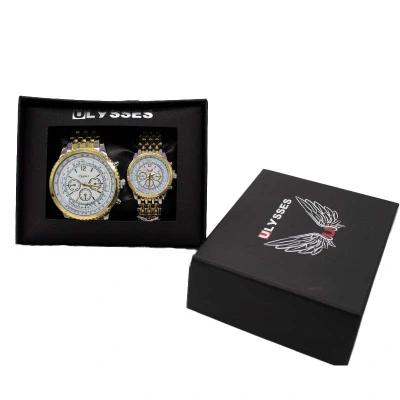 Imagine din Set 2 ceasuri Ulysses Chance dama si barbatesc, cu bratara din otel inoxidabil, Gold/Silver