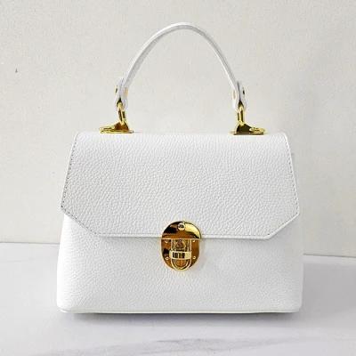 Imagine din Geanta eleganta, Glamour Style, din piele naturala, business si curea detasabila, Alb