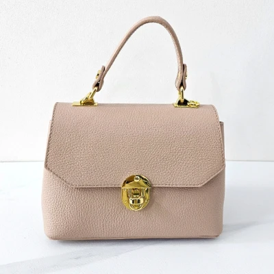 Imagine din Geanta eleganta, Glamour Style, din piele naturala, business si curea detasabila, Roz prafuit