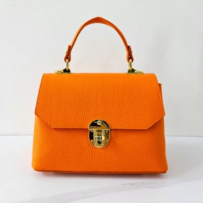 Imagine din Geanta eleganta, Glamour Style, din piele naturala, business si curea detasabila, Orange