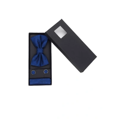 Imagine din Set 3 piese Mistery, pentru barbati, papion, buton si batista din stofa,cu imprimeu, albastru, MS012