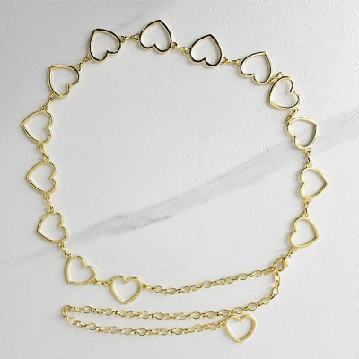 Imagine din Curea metalica Heart in Love, cu lant reglabil, Auriu