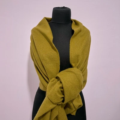 Imagine din Sal lung tip esarfa Serene Luxe, cu lurex si casmir, Verde olive, 200x70 cm