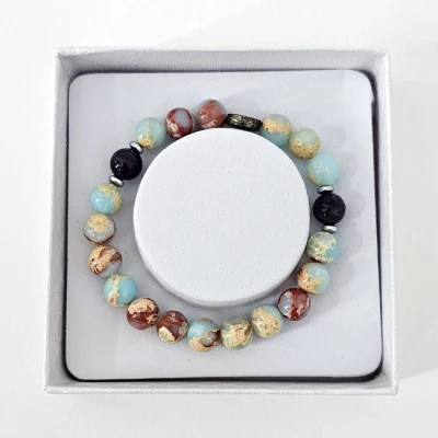 Imagine din Brățară Amethyst Larderite, din pietre semiprețioase , in cutie cadou