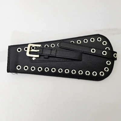 Imagine din Centura corset cu catarama Teo Moon, elastica, din piele ecologica si detalii metalice, Negru