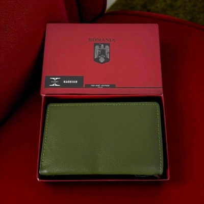 Imagine din Portofel dama Hassion, cu deschidere tripla, Verde oliv