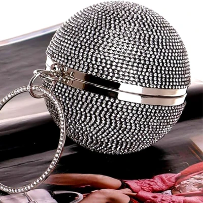 Imagine din Geanta de ocazie, Shining Sphere, model rotund cu cristale artizanale, Negru