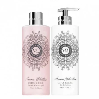 Imagine din Set cadou Vivian Gray Aroma Selection Lotus &amp; Rose, Unisex, Gel de dus, 500 ml + Lotiune corp,