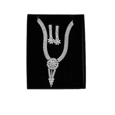 Imagine din Set Dreams, cercei si colier cu floare din pietre semipretioase, argintiu, SD001
