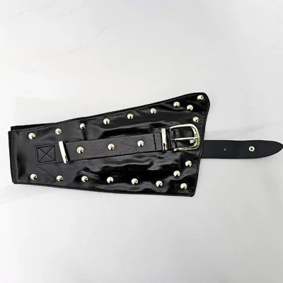 Imagine din Centura corset cu catarama Teo Sky, elastica, note lucioase si detalii metalice, Negru