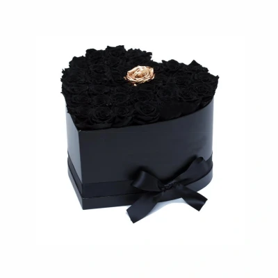 Imagine din Aranjament floral inima cu trandafiri de sapun gold Lux, negru (Culoare: negru+gold)