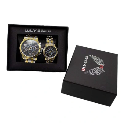 Imagine din Set 2 ceasuri Ulysses dama si barbatesc, cu bratara din otel inoxidabil, Gold/Silver