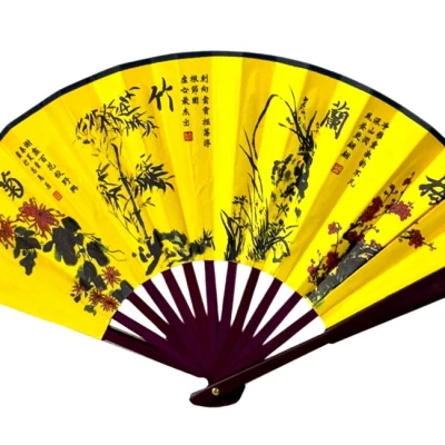 Imagine din Evantai model japonez OKYOA, pliabil, cu laterale lemn, imprimat diferit fata/spate, IKEBANA