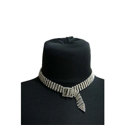 Imagine din Colier Choker cu pietre semipretioase, la baza gatului, argintiu, CK012