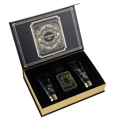 Imagine din Set cadou Riiffs Goodness Oud Black, Unisex, Apa de Parfum 100ml + Gel Dus Lotiune corp