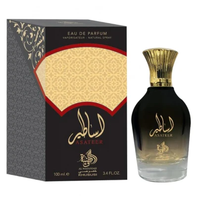 Imagine din Parfum arabesc Al Wataniah, Asateer, Unisex, Apa de parfum, 100 ml (Culoare: negru galben)