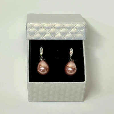 Imagine din Cercei eleganti Pearls, accesorizati cu perle si pietre semipretioase, in cutie cadou, Rose